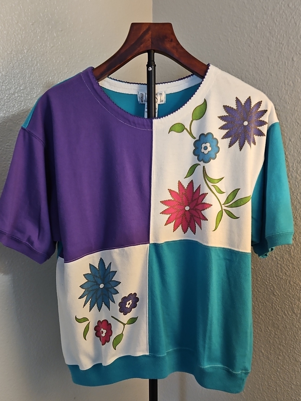 Vintage 80s/90s BLAST Embroidered Colorblock Top - Size Large